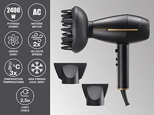  Professional Hair Dryer BEPER 2400W Black Gold
| Hair Dryer BEPER AC Motor 2 Prestazioni
| BEPER Dryer Professional 2 V