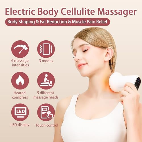  **Electric Anti-Cellulite Massager per Body, Leggi e Braccia con 5 Testine da Massaggio, 6 Velocità e 3 Modi di Uso**
|