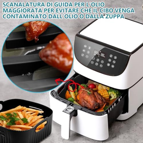 ACCESSORI SILICONE AIR FRYER 21 CM PER COSORI 5,5L E 4,7L, PHILIPS AIRFRYER XL 6,2L, CECOTEC 5,5L E 6L - TAVOLETTI QUADR
